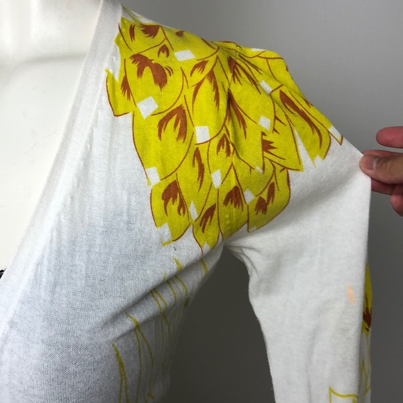 Anthropologie Sparrow White Yellow Floral Print Lightweight Cardigan Size S - Picture 5 of 13